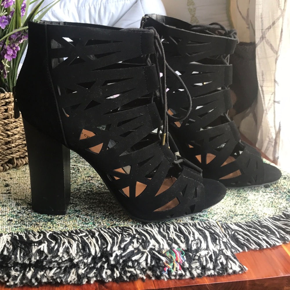 Black Lace up heels